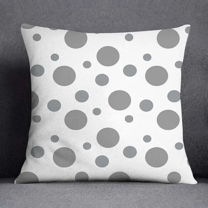 White pillow case with gray varying-sized polka dots decorbites geometric floral print for living room decor