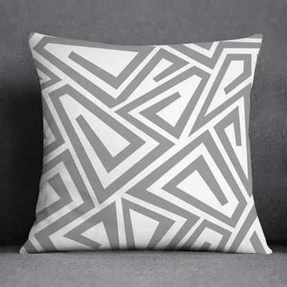 Square pillow case with decorbites geometric floral print in gray and white for modern living room decor