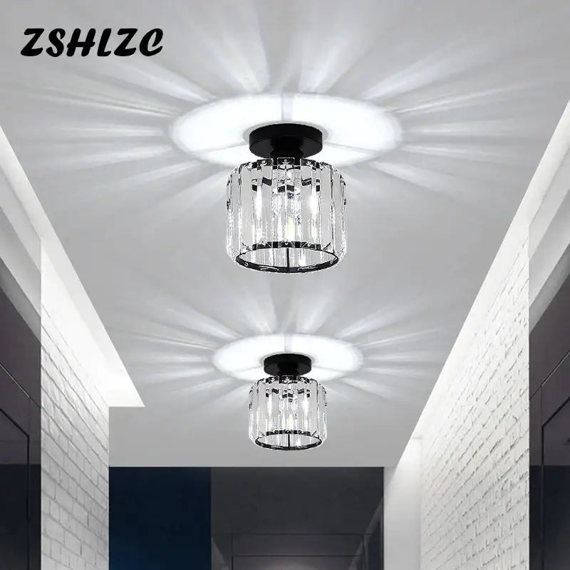 Geometric gold crystal led chandelier with clear crystal design and black metal frame by decorbites crystal led