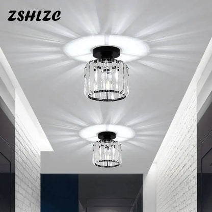 Geometric gold crystal led chandelier with clear crystal design and black metal frame by decorbites crystal led