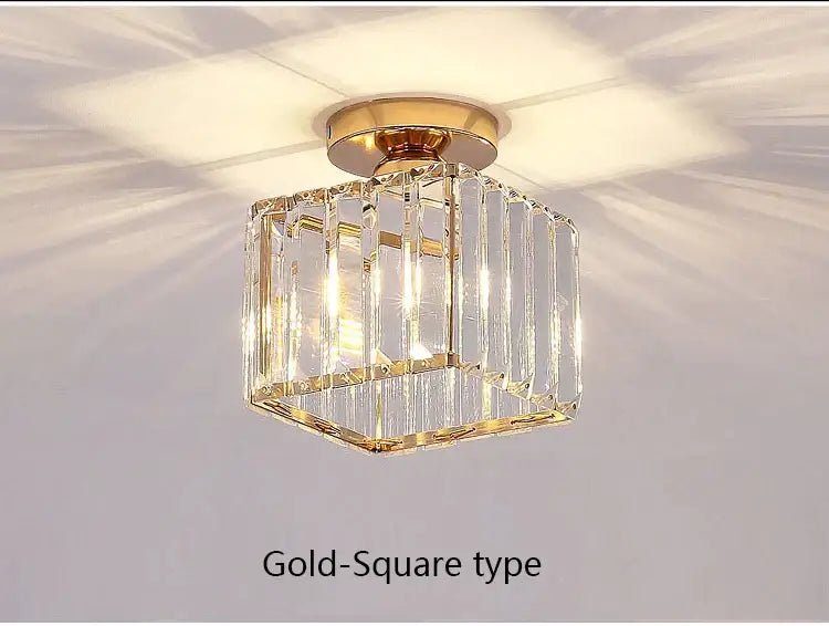 Geometric gold crystal led chandelier with clear crystal prisms for living room decorbites crystal led lighting