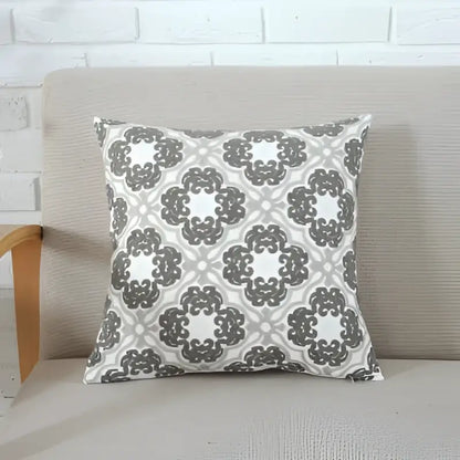 Gray and white patterned throw pillow with intricate floral design as decorbites grey pink geometric cushion cover for living room decor