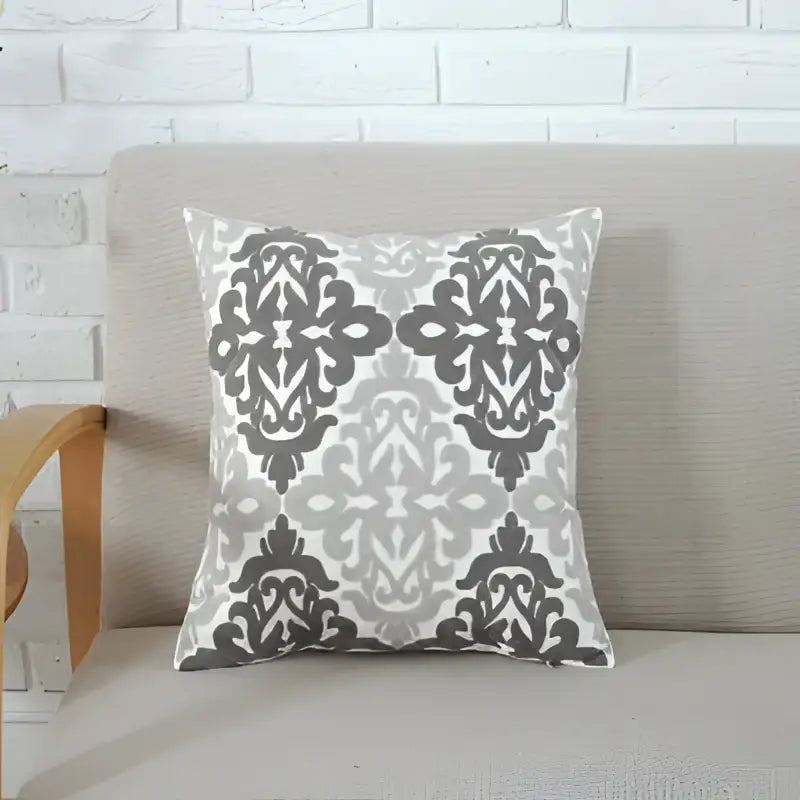 Gray and white damask patterned square cushion cover for decorbites grey pink geometric living room pillow case
