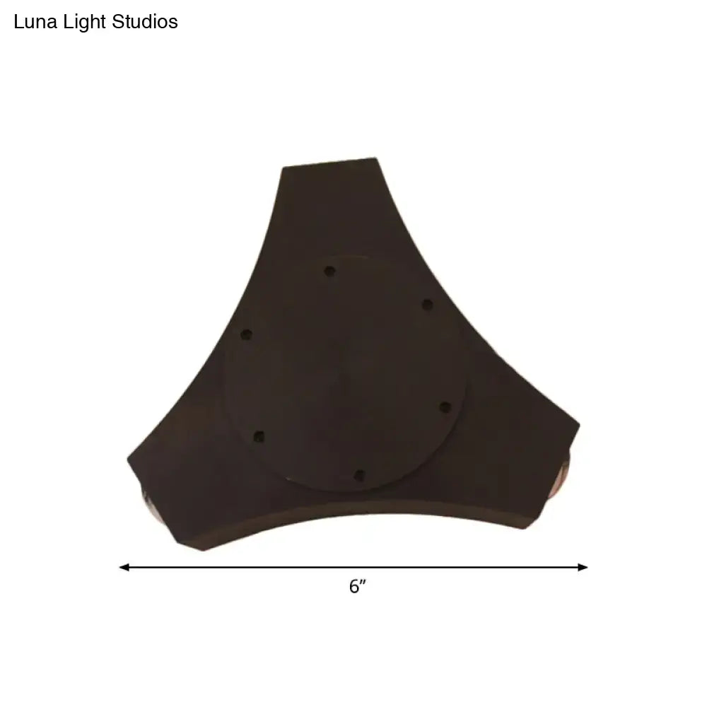 Black triangular geometric metallic shade with six mounting holes for bronze corridor wall sconce bedroom light