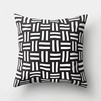 Black and white woven geometric star pillow cover for living room home decor by decorbites