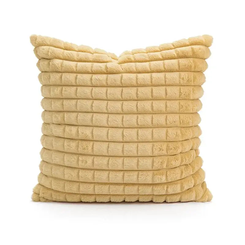 Beige quilted cushion cover with soft textured fabric and horizontal stitched ridges for decorbites geometric tufted plush decor