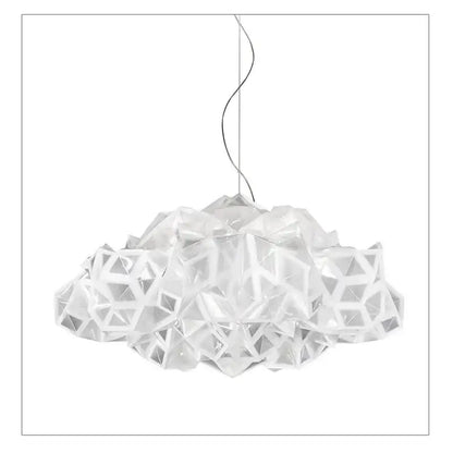 Translucent white geometric pendant light with faceted cloud-like design in clouds white gold paper for bedroom decorbites clouds white