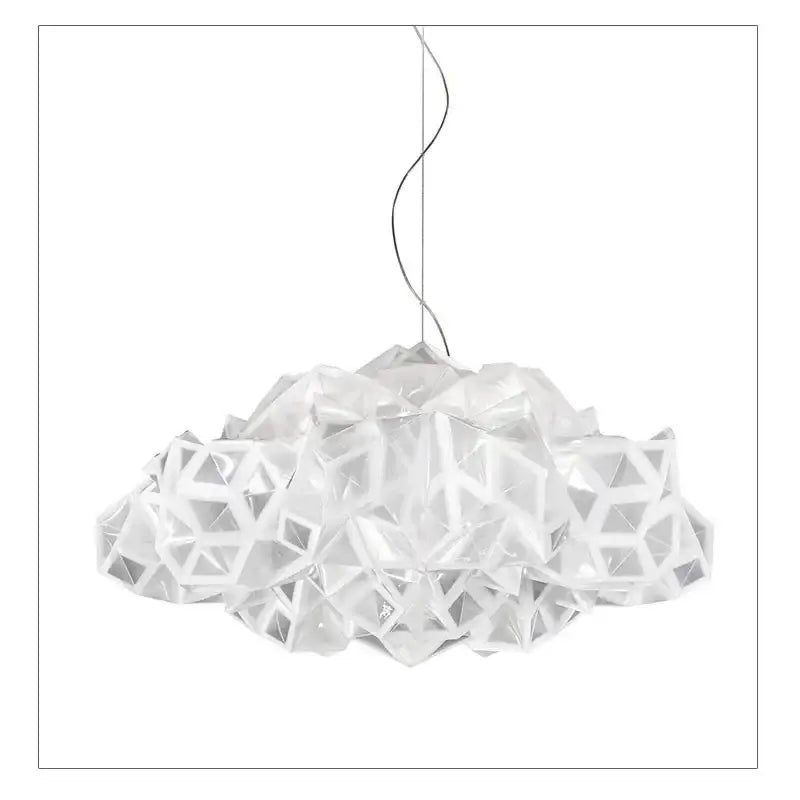 Translucent white geometric pendant light with faceted cloud-like design in clouds white gold paper for bedroom decorbites clouds white