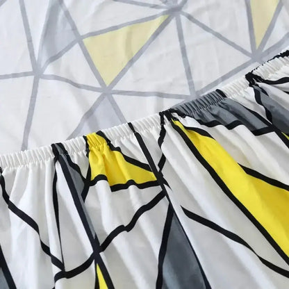 White gray and yellow geometric-patterned elastic waistband of decorbites geometric stretch sofa cover for living room couch protection