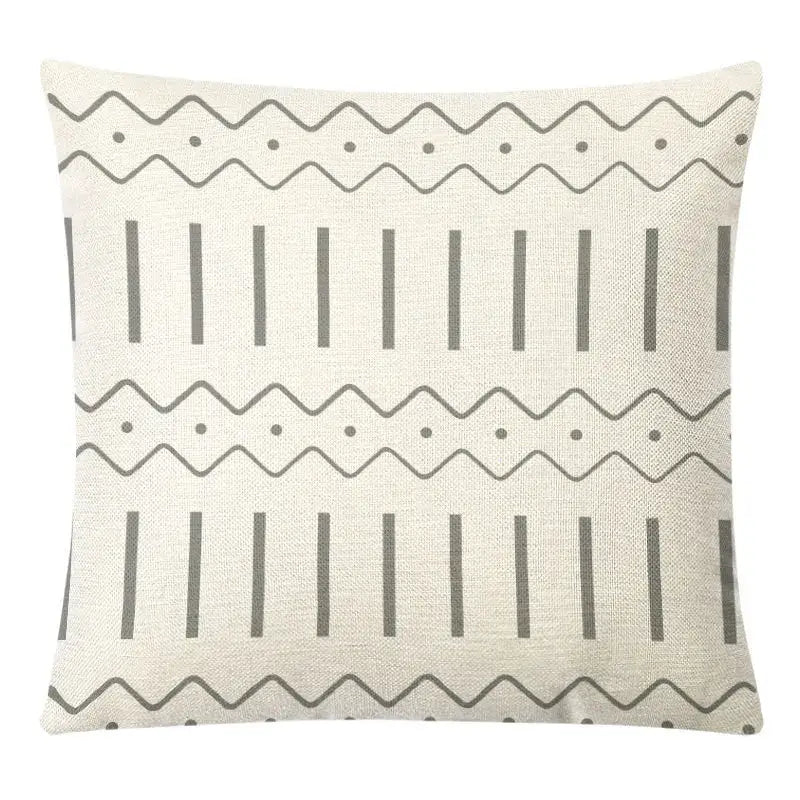 Beige linen throw pillow cover with gray wavy and vertical stripes geometric pattern for decorbites geometric yellow linen set