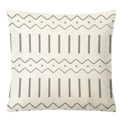 Beige linen throw pillow cover with gray wavy and vertical stripes geometric pattern for decorbites geometric yellow linen set