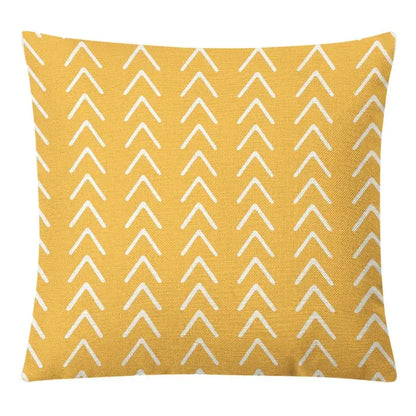 Yellow linen pillow cover with white chevron pattern for living room autumnal decor by decorbites geometric yellow