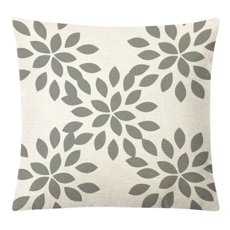 Beige linen throw pillow cover with gray floral motifs for decorbites geometric yellow linen autumnal living room decor