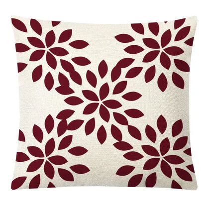 Beige linen pillow cover with maroon floral motifs for decorbites geometric yellow linen autumnal living room decor