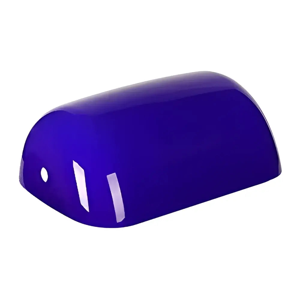 Vibrant cobalt blue glass banker lamp shade with glossy finish and unique slits for desk or office decorbites glass banker lamp