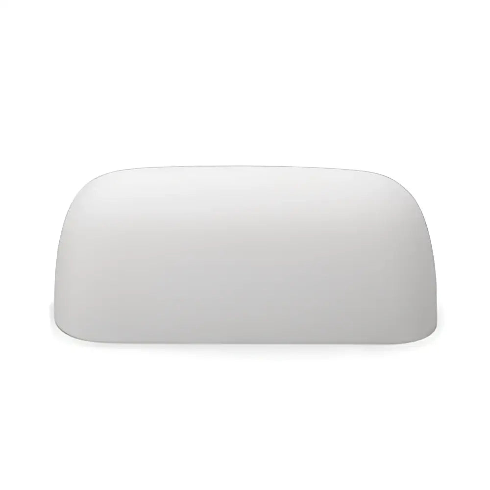 White smooth oval-shaped nail file with matte finish alongside decorbites glass banker lamp shade for desk or office in four colors