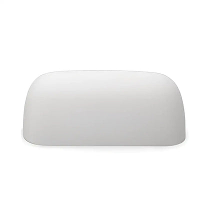 White smooth oval-shaped nail file with matte finish alongside decorbites glass banker lamp shade for desk or office in four colors