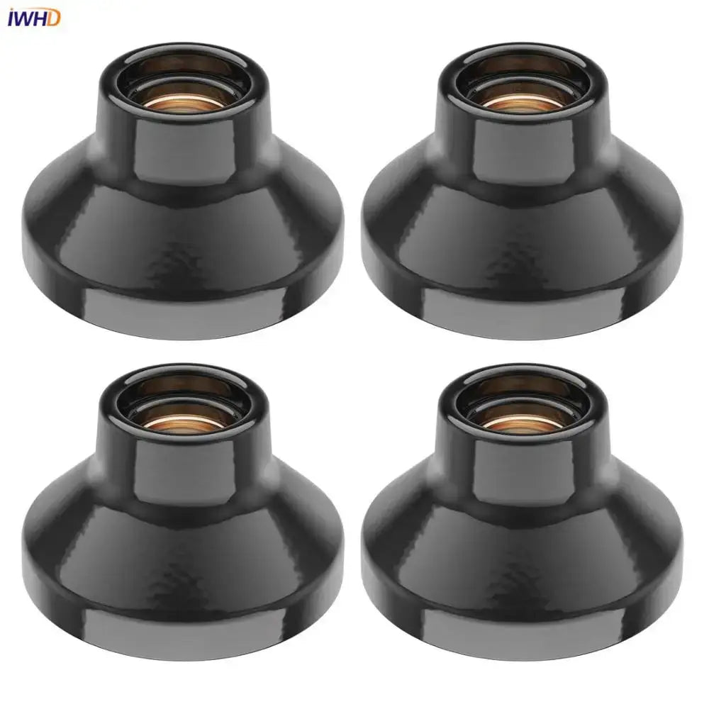 Glossy black and brass ceramic e27 bulb holder with metallic threading for decorbites ceramic e27 bedroom lamp fitting