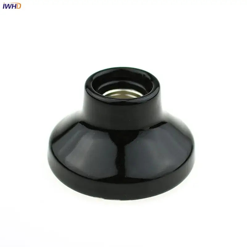 Glossy black and brass ceramic e27 bulb holder with metallic threaded interior for bedroom lamp fitting decorbites ceramic e27