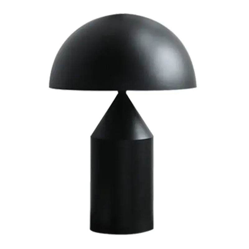 Black matte finished mushroom lamp with cylindrical base and conical stem for bedroom decorbites atollo black white