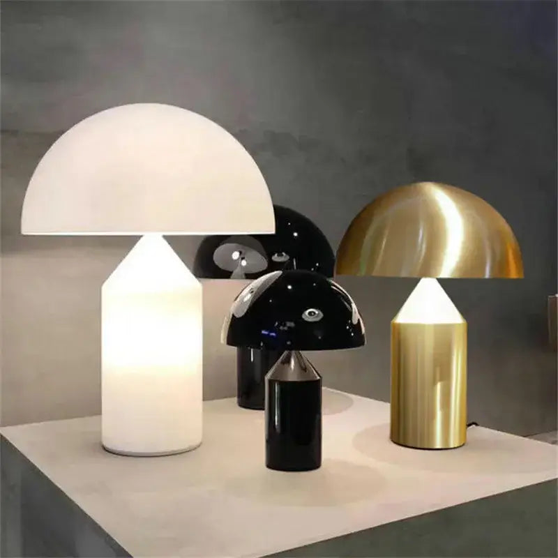Glossy black white and gold mushroom lamp with a glossy finish for stylish bedroom decorbites atollo black white lighting