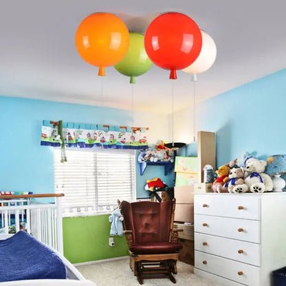 Glossy colorful balloon ceiling lamp in orange green red and white designed for kids bedroom lighting