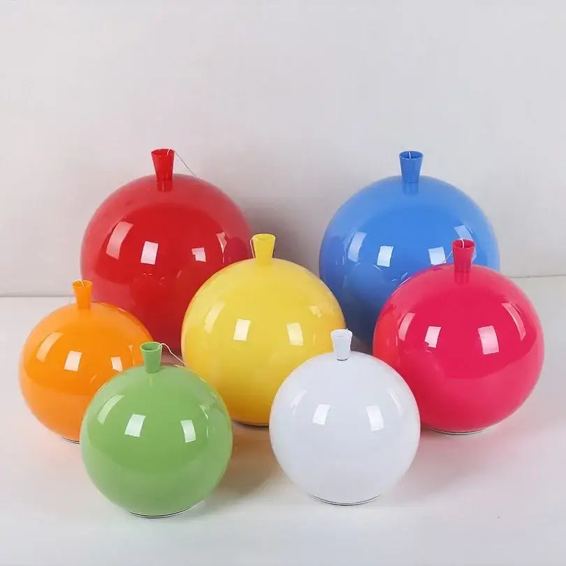 Glossy colorful balloon ceiling lamp with vibrant spherical vases in red blue yellow orange green and white for kids bedroom
