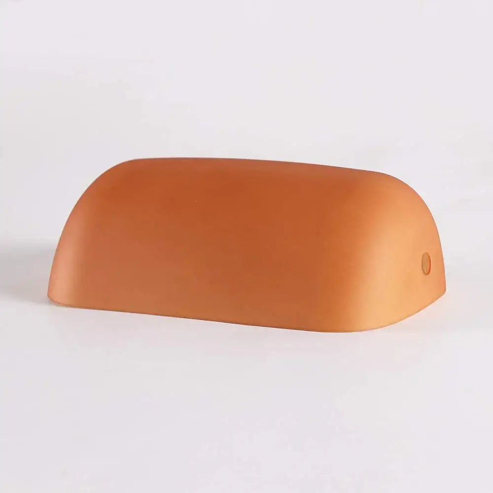 Terracotta smooth glass banker lamp cover with rounded design and circular detail for office desk decorbites lamp cover