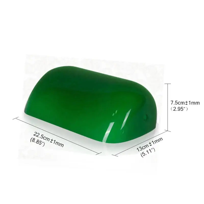 Glossy glass banker lamp cover in emerald green glass with a smooth curved design for office desk decorbites glass banker