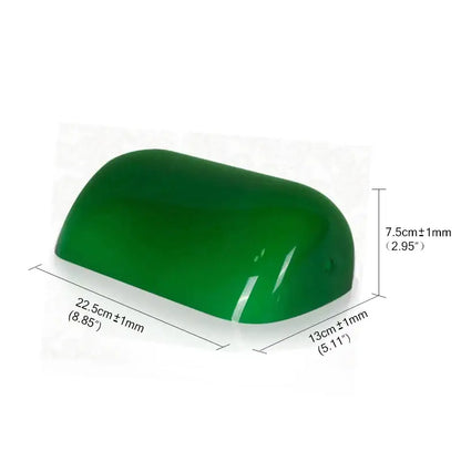 Glossy glass banker lamp cover in emerald green glass with a smooth curved design for office desk decorbites glass banker