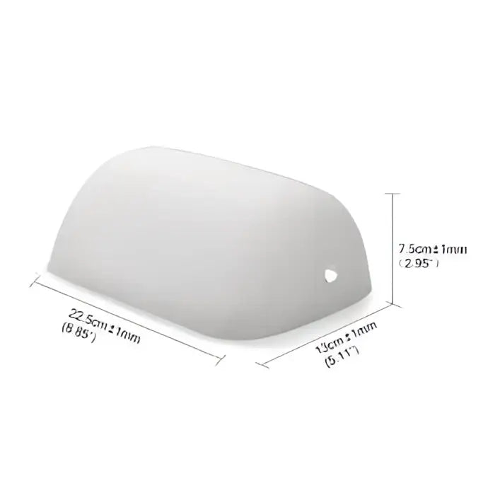 Off-white silicone car hood ornament with dome shape and heart cutout displayed alongside green and amber glass banker lamp cover decorbites glass banker