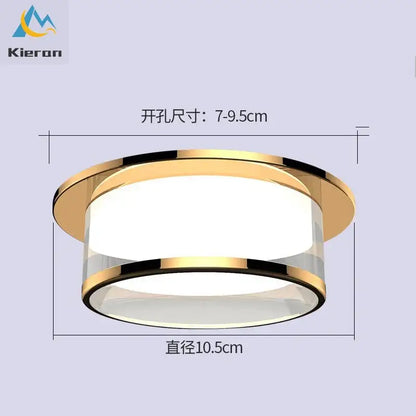 Gold tonal circular crystal led ceiling lamp with frosted glass diffuser and sleek metallic frame for living room decorbites crystal led