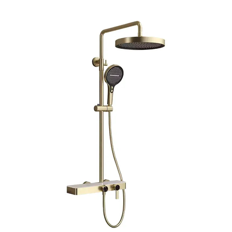 Gold and marble bathroom shower set with shower set bathroom shower gold-finished rainfall head and handheld spray head