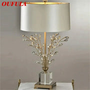 Gold-toned crystal branch led desk lamp with silver drum shade and clear acrylic base for bedroom decorbites crystal branch