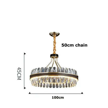 Gold and black decorbites crystal oval chandelier with gold-toned frame and clear faceted crystals for dining room decor