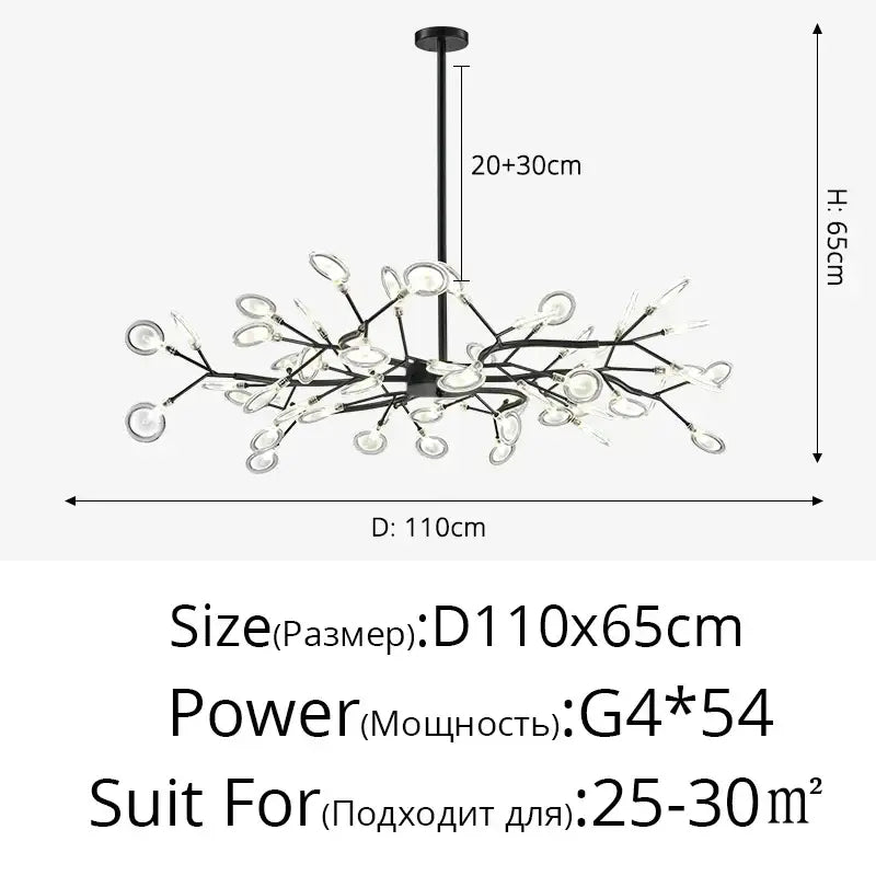 Black metal decorbites branch shape chandelier with clear glass globe shades for dining room lighting