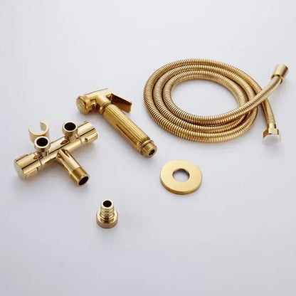 Gold brass handheld bidet faucet bathroom sprayer set with flexible hose and multiple fittings by decorbites bidet faucet