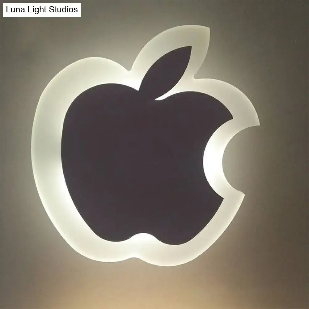A sleek gold and brown crescent led wall light with an illuminated apple logo suitable for children’s bedroom wall lights