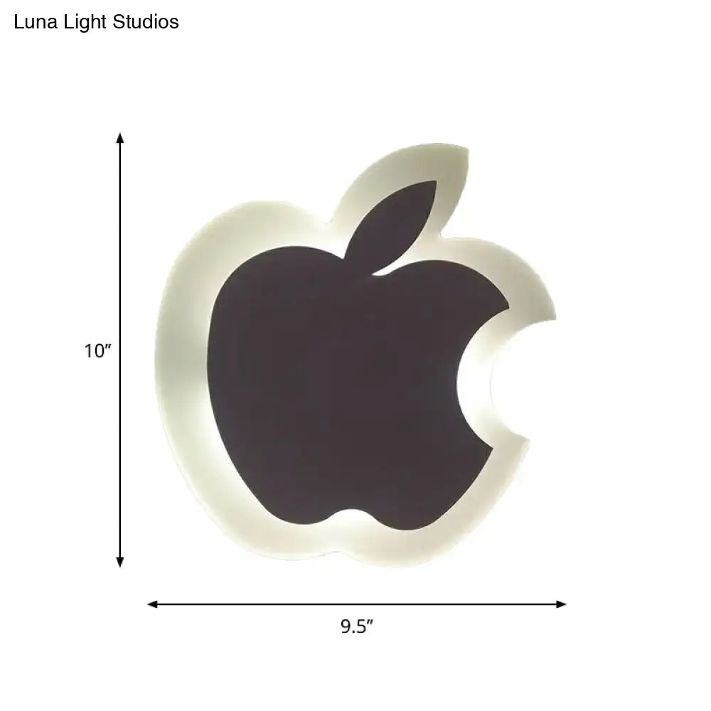Gold and brown crescent led wall light with a matte black and white apple logo design for children’s bedroom wall lights