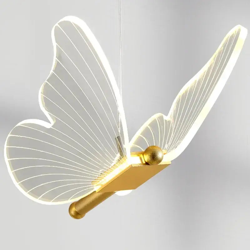 Gold butterfly chandelier with translucent wing led light and gold metallic body perfect for living room decorbites butterfly chandelier