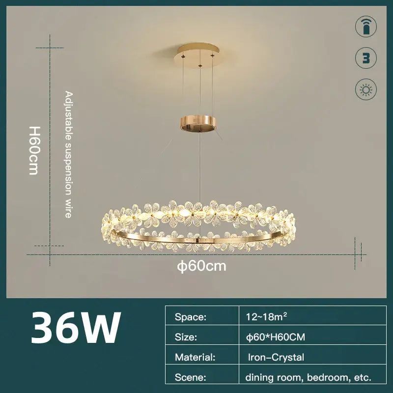 Gold butterfly crystal led chandelier with gold-toned iron-crystal frame and flower-like ornaments by decorbites crystal led