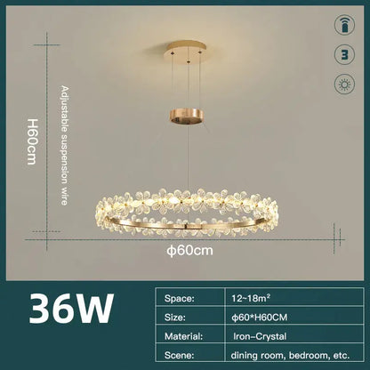 Gold butterfly crystal led chandelier with gold-toned iron-crystal frame and flower-like ornaments by decorbites crystal led