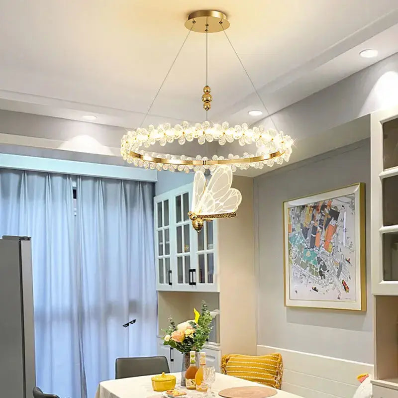 Gold butterfly crystal led chandelier living room pendant light with gold frame and decorbites crystal led butterfly pendant