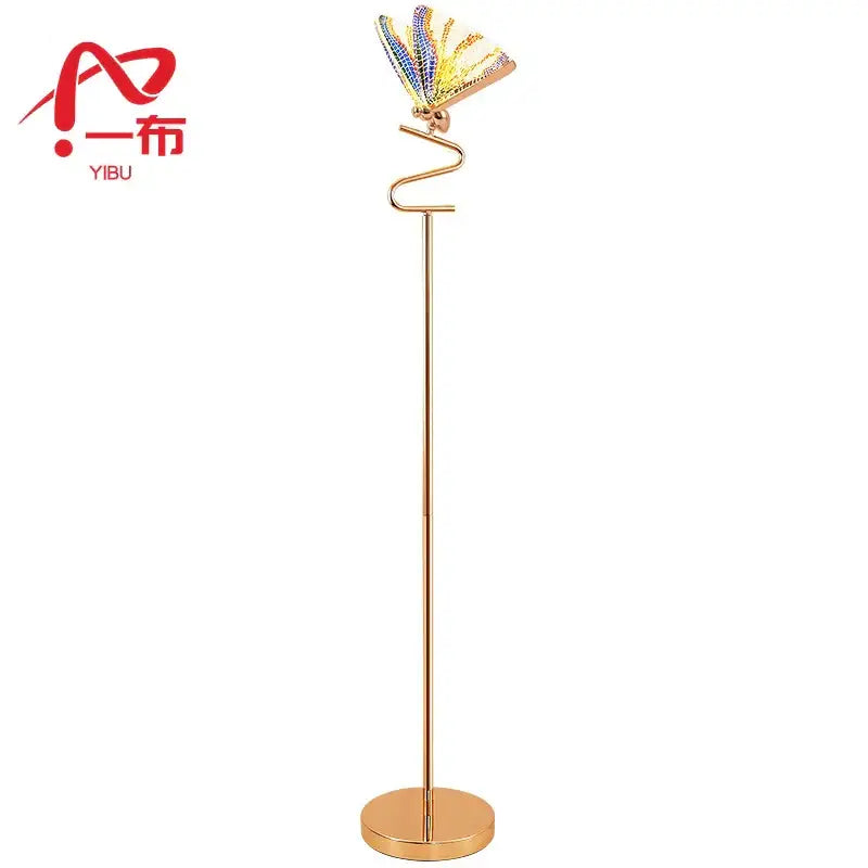 Gold butterfly led floor lamp with gold metal stand and iridescent butterfly finial for living room decorbites butterfly led