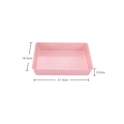 Pink rectangular plastic baking tray with raised edges and matte finish for decorbites carbon steel cake sets