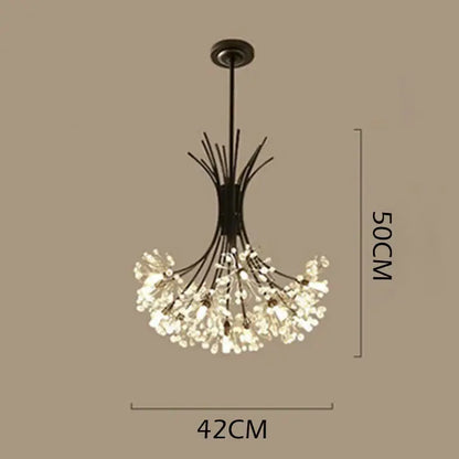 A modern black metal flower pendant chandelier with clear crystal droplets for dining room decorbites crystal flower light