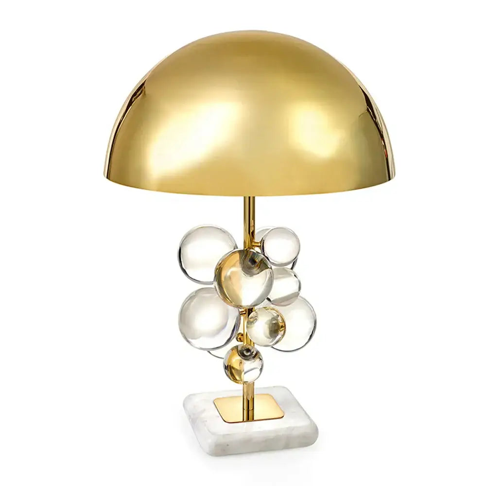 Gold crystal marble bubble table lamp with clear glass bubbles and marble base for elegant bedroom decorbites decor