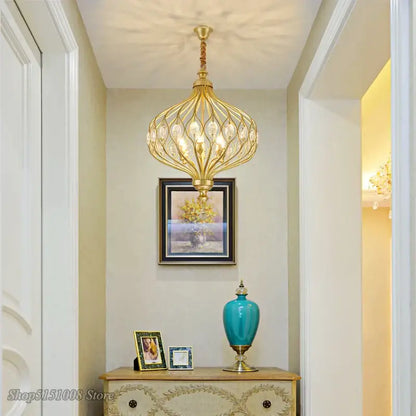Gold decorbites art design pendant lights with gold-toned lattice and art design crystal accents chandelier