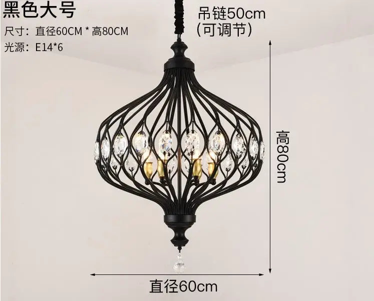 Black wrought iron pendant lights with crystal accents and adjustable chain from decorbites art design for kitchen use