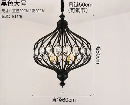 Black wrought iron pendant lights with crystal accents and adjustable chain from decorbites art design for kitchen use
